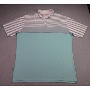 Mizzen Main Versa Polo Mens XXL Light Green Stripe Performance‎ Golf Shirt READ